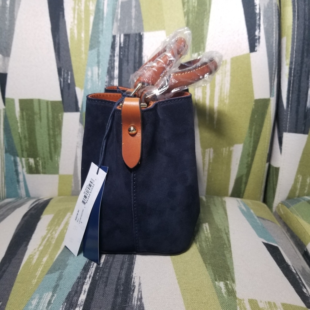 Dooney & Bourke Suede Mini Barlow Satchel In Navy Chic Purse - Picture 12 of 12